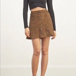 Brown Button-Front A-Line Skirt A&F